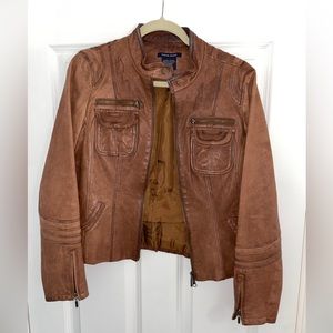 Boston Proper Leather Brown Jacket (S)